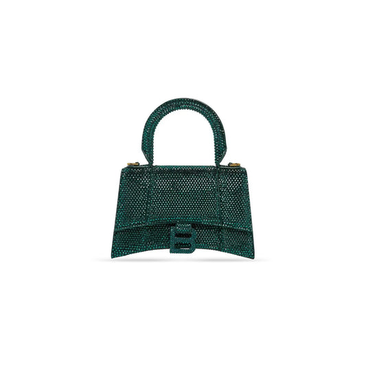 Ba*len*cia*ga women''s hourglass handbag xs with rhinestones green 59283328d0m3609 (18.8*13*7.9cm)
