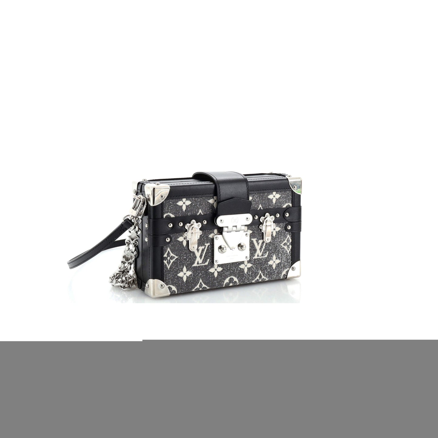 l**is V*t*n petite malle handbag monogram jacquard denim m21462 (20*12.5*6cm)
