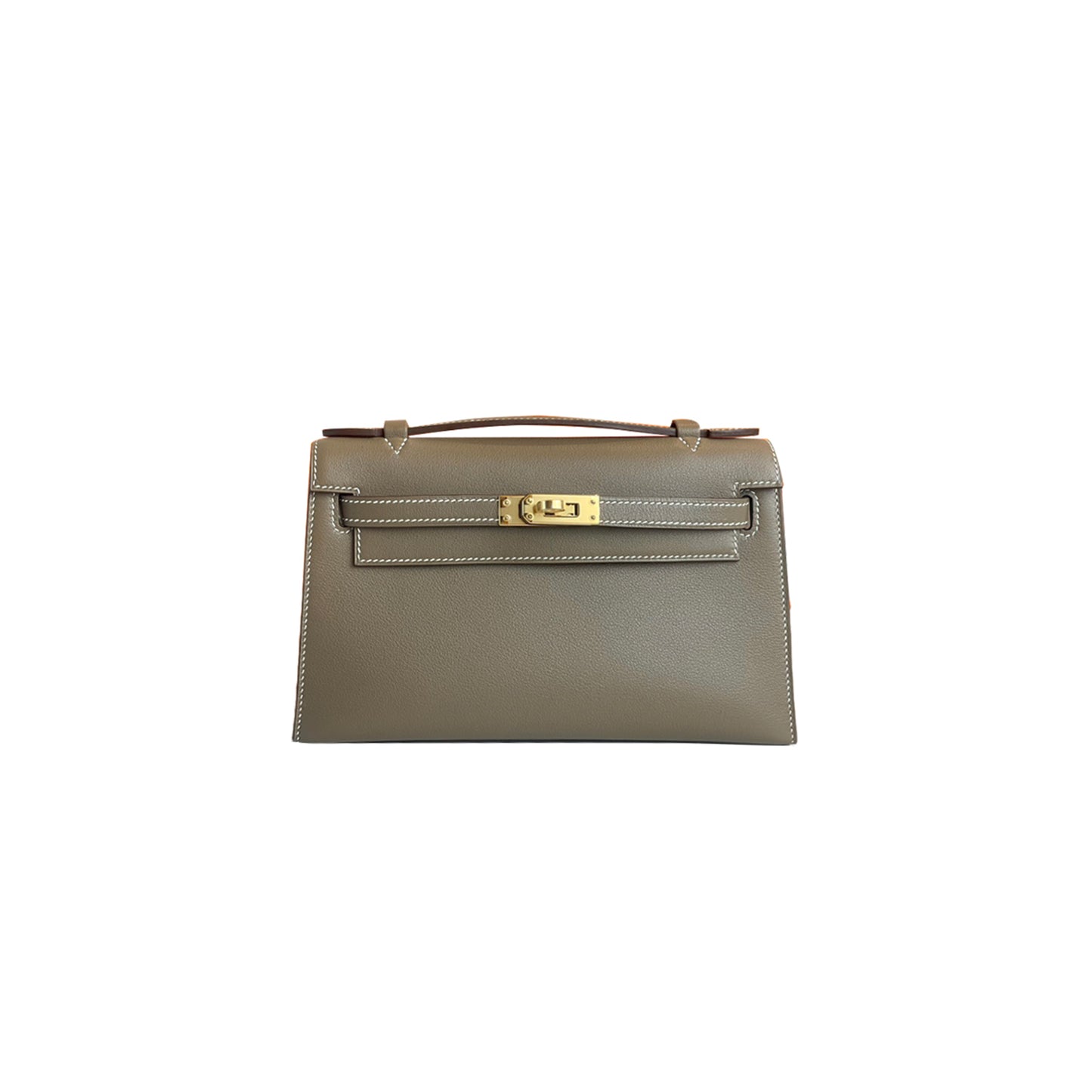 H**mes master mini kelly generation elephant gray swift leather gold buckle (22*14*7cm)