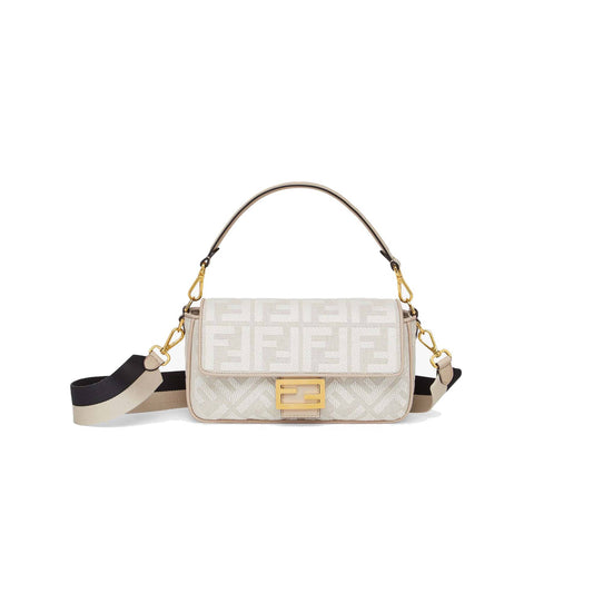 F**di baguette - white canvas ff bag 8br600akbrf1hoe (27*15*6cm)