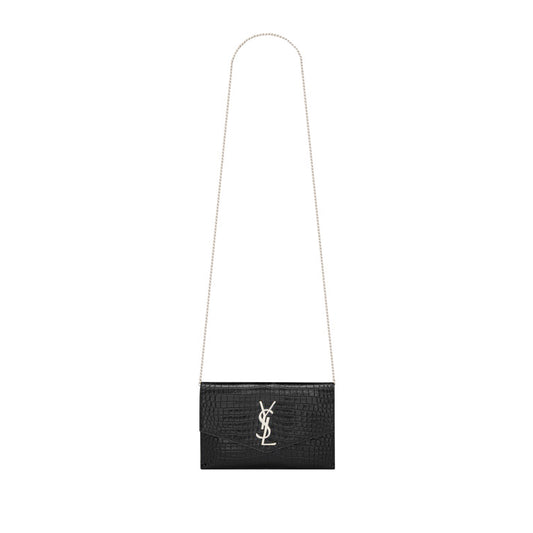 Y*L uptown chain wallet in shiny crocodile-embossed leather 607788822045 (19*12*3cm)