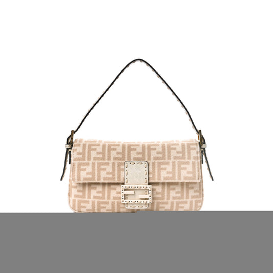 F**di wool cuoio romano selleria ff 1974 baguette 1997 beige cammello camelia (27*15*4cm)