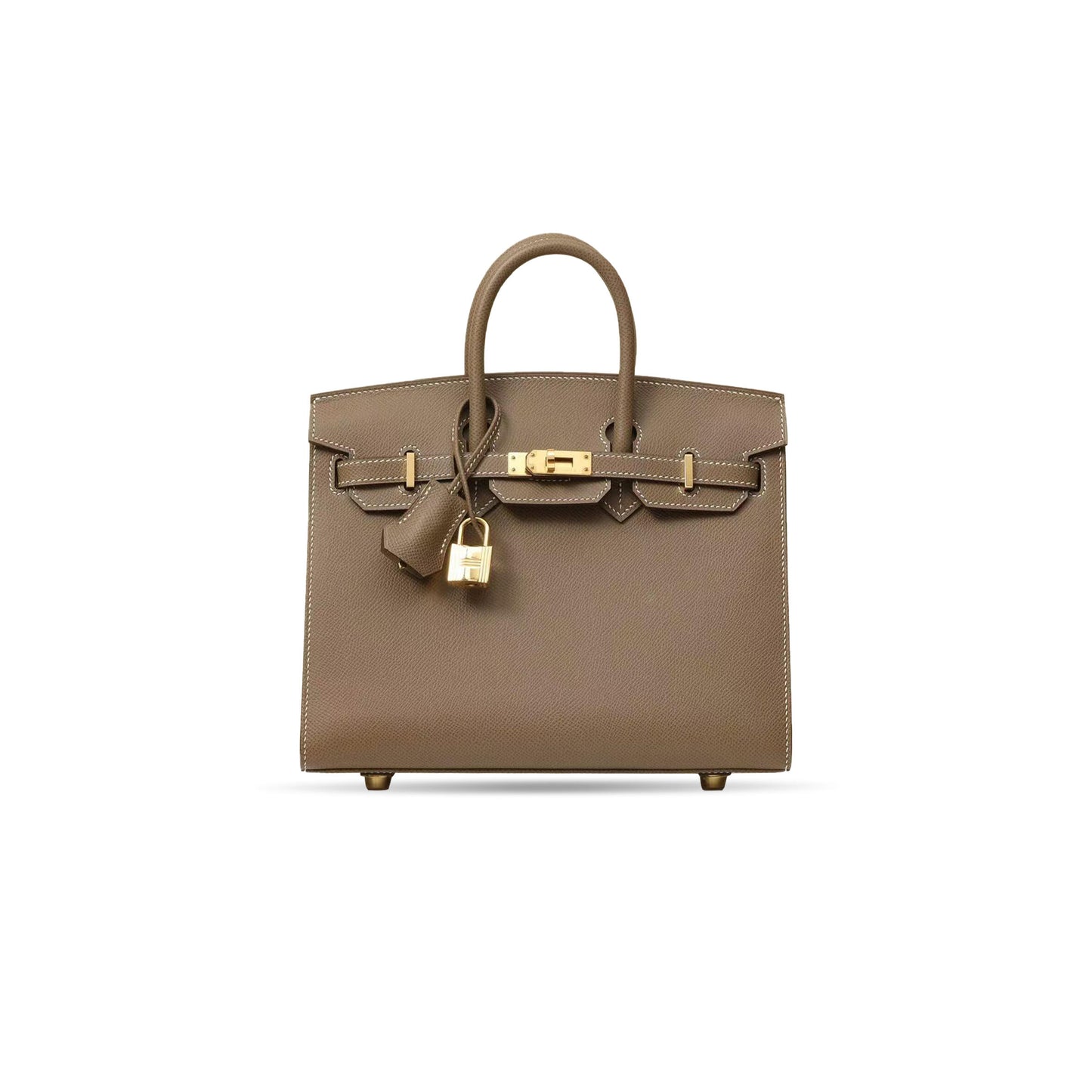 H**me5 birkin 25 epsom leather elephant gray gold buckle luxury bag (25*20*13cm)