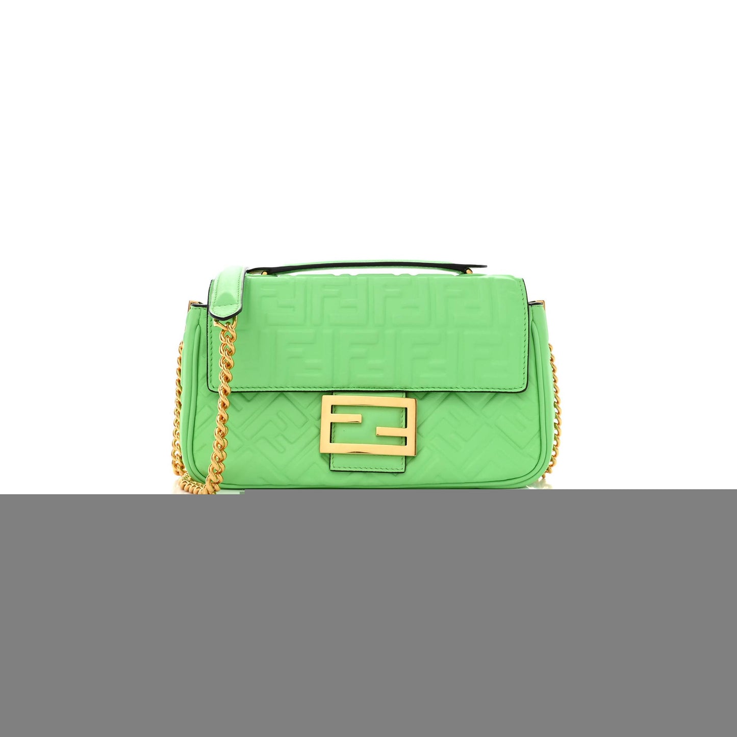 F**di nappa small ff embossed midi chain baguette edamame (22*14*6cm)