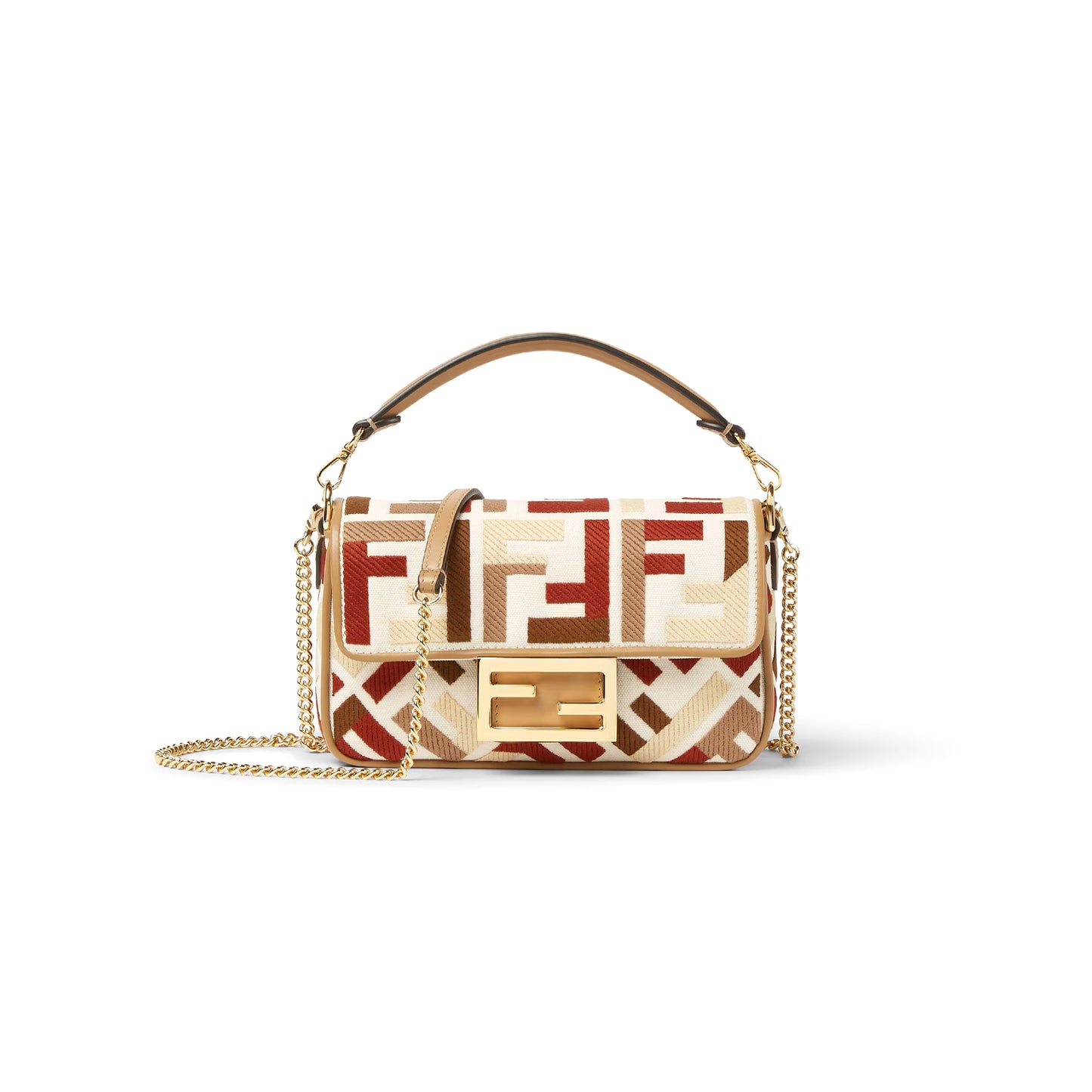 F**di baguette mini canvas bag with multicolour ff embroidery 8bs017aydff1tvk (20*13*5cm)