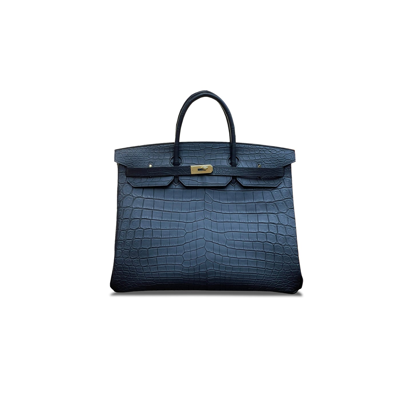 H**mes master birkin 40 crocodile leather black bag gold buckle h041232ck02 (40*30*21cm)