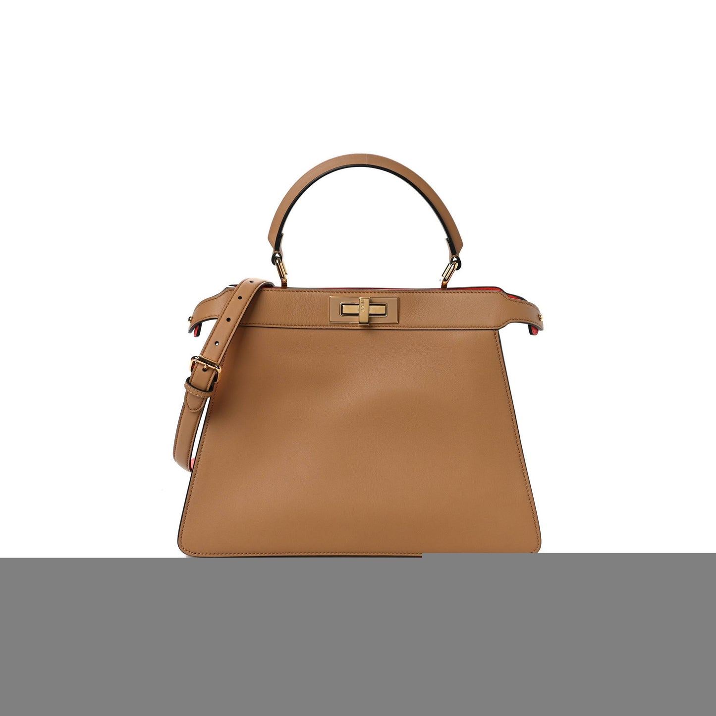 F**di vitello seta nappa plexiglass bi-color medium peekaboo i see u satchel miele scuro tulipano (33*25*13cm)