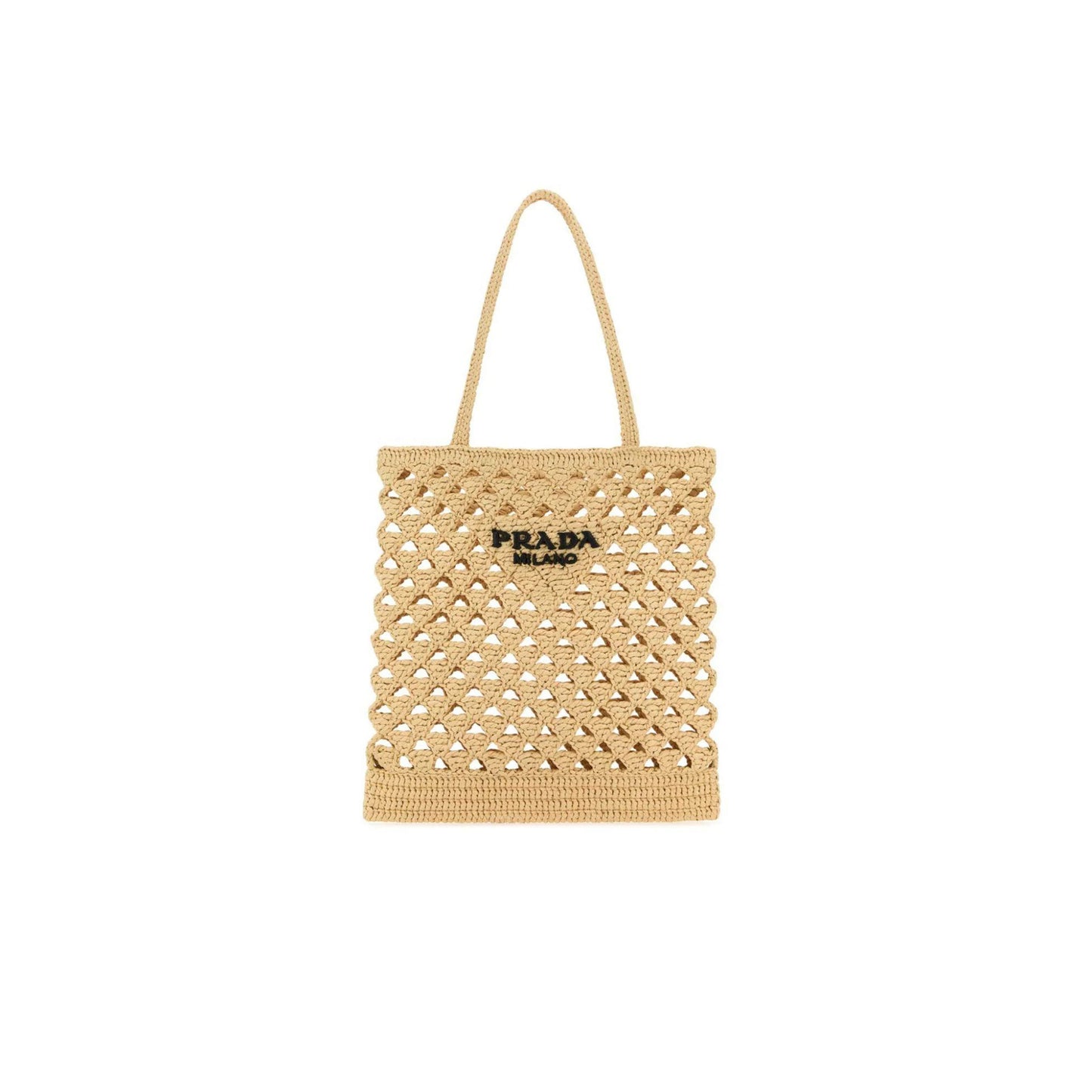 Pra*a medium woven fabric crochet tote bag 1bg493 (31*30*1cm)