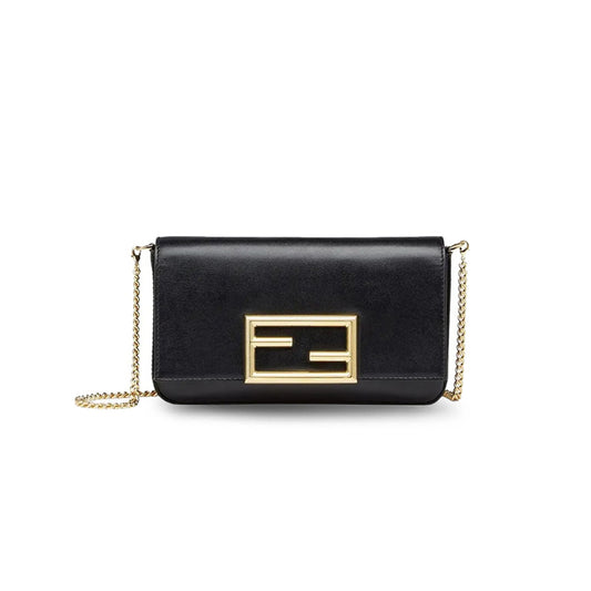 F**di vitello palmellato wallet on chain with pouches black 8bs032ahm0f0kur (22*12*4cm)