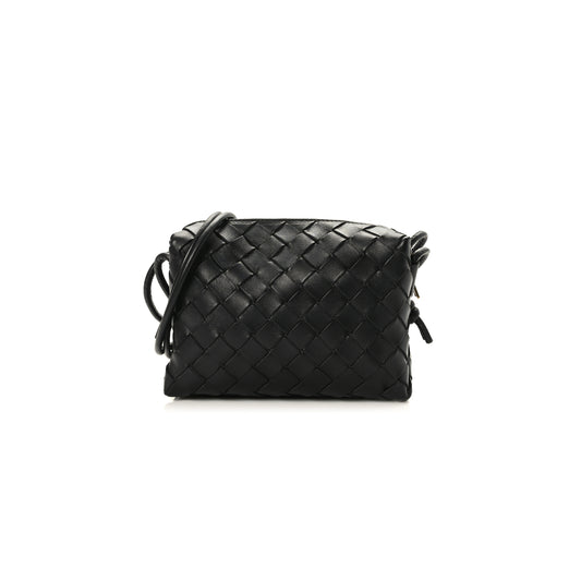 bo*te*ga Ve*ne*ta nappa intrecciato mini loop camera bag black (17*11*8cm)