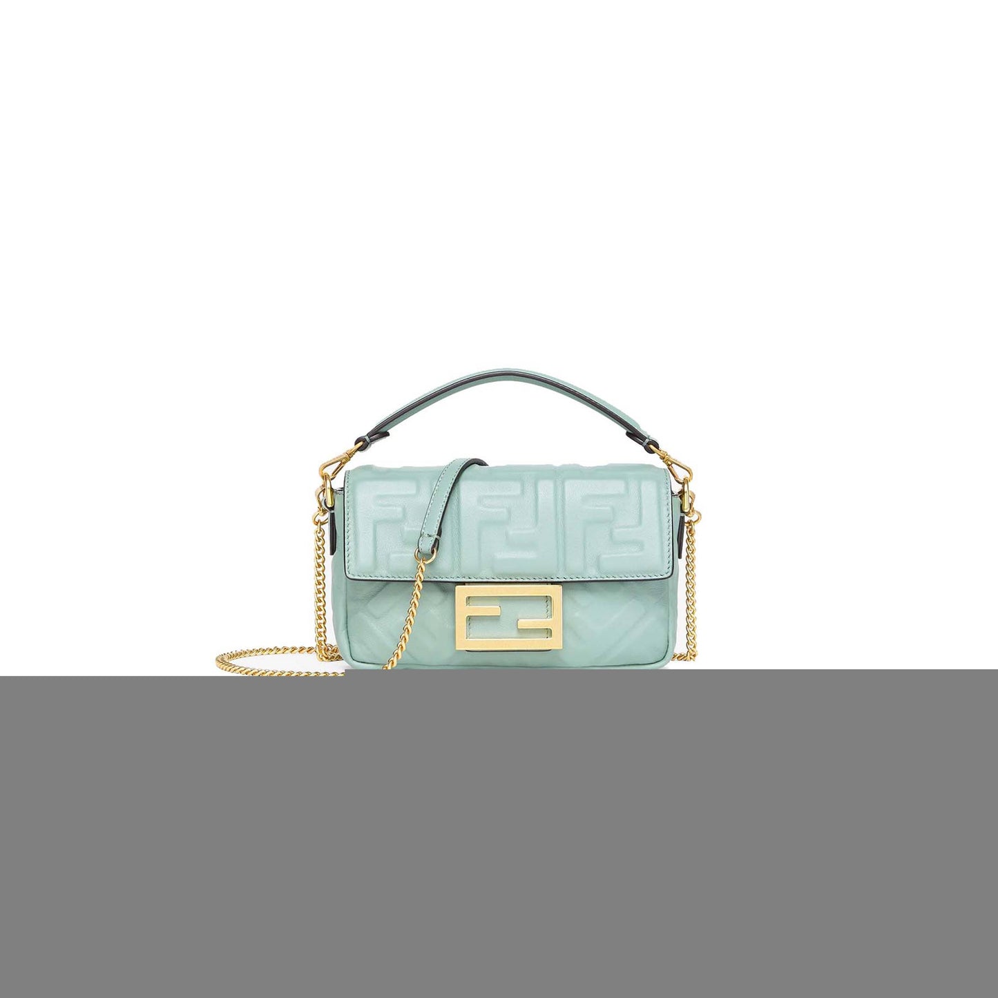 F**di baguette mini - mint green nappa leather bag 8bs017a72vf1iv6 (19*11.5*4cm)