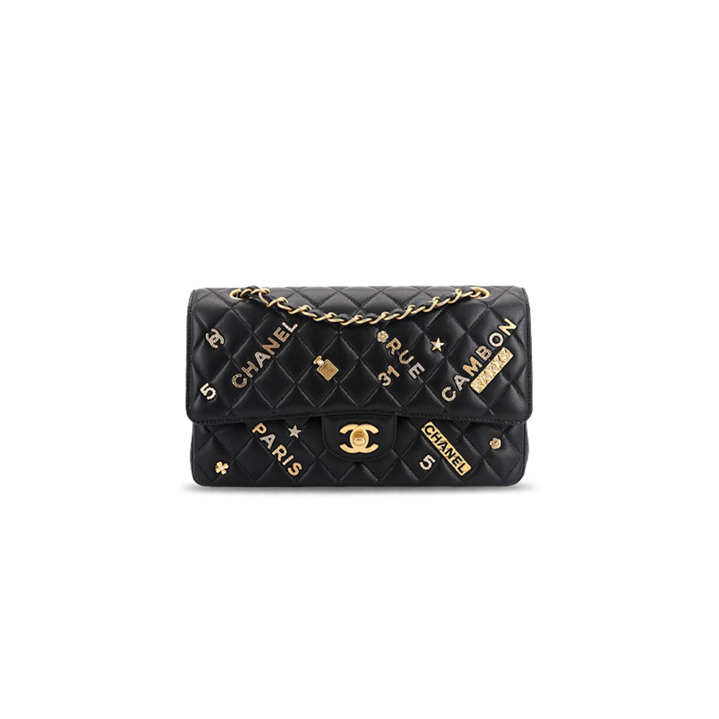 Ch*el classic flap cf lambskin badge bag shoulder bag a01112 (26*17*6cm)