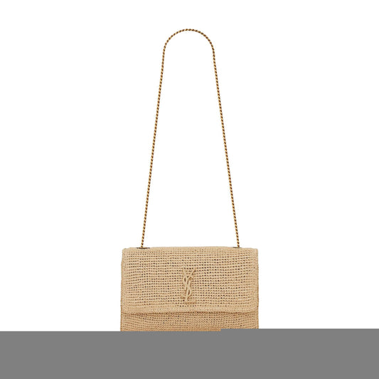 Y*L kate medium chain bag in raffia and smooth leather 698637gaaa92069 (28.5*20*6cm)