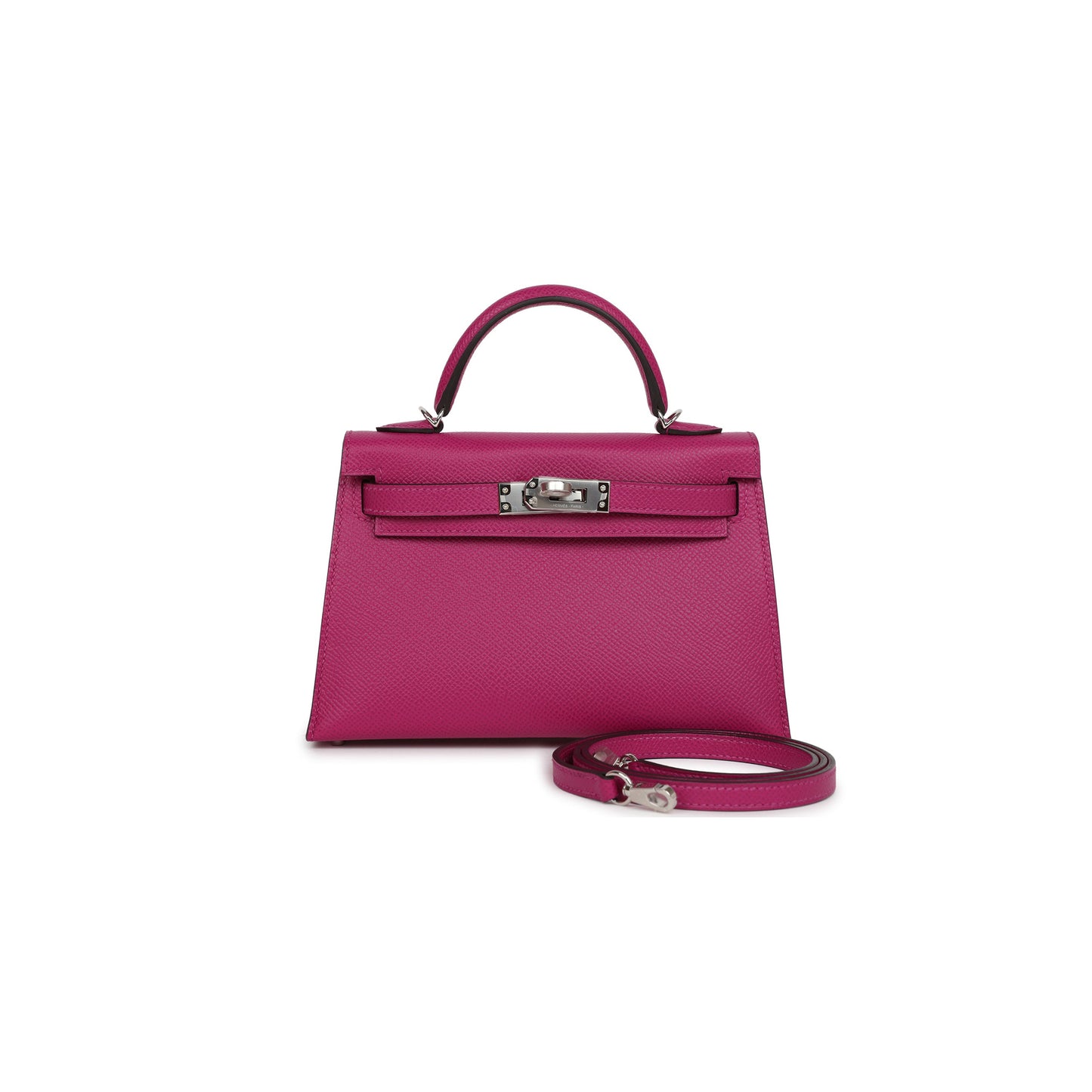 H**mes master mini kelly ii sellier rose pourpre verso epsom palladium hardware (19*12*5.5cm)