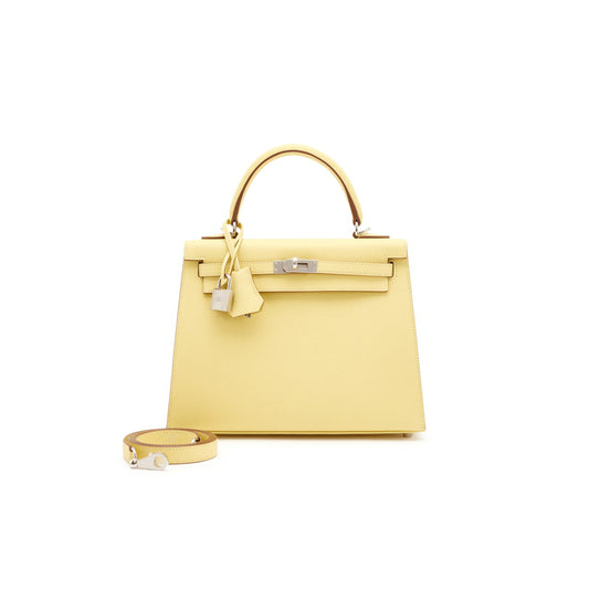 H**mes master jaune poussin epsom sellier kelly 25 palladium hardware (25*17*7cm)