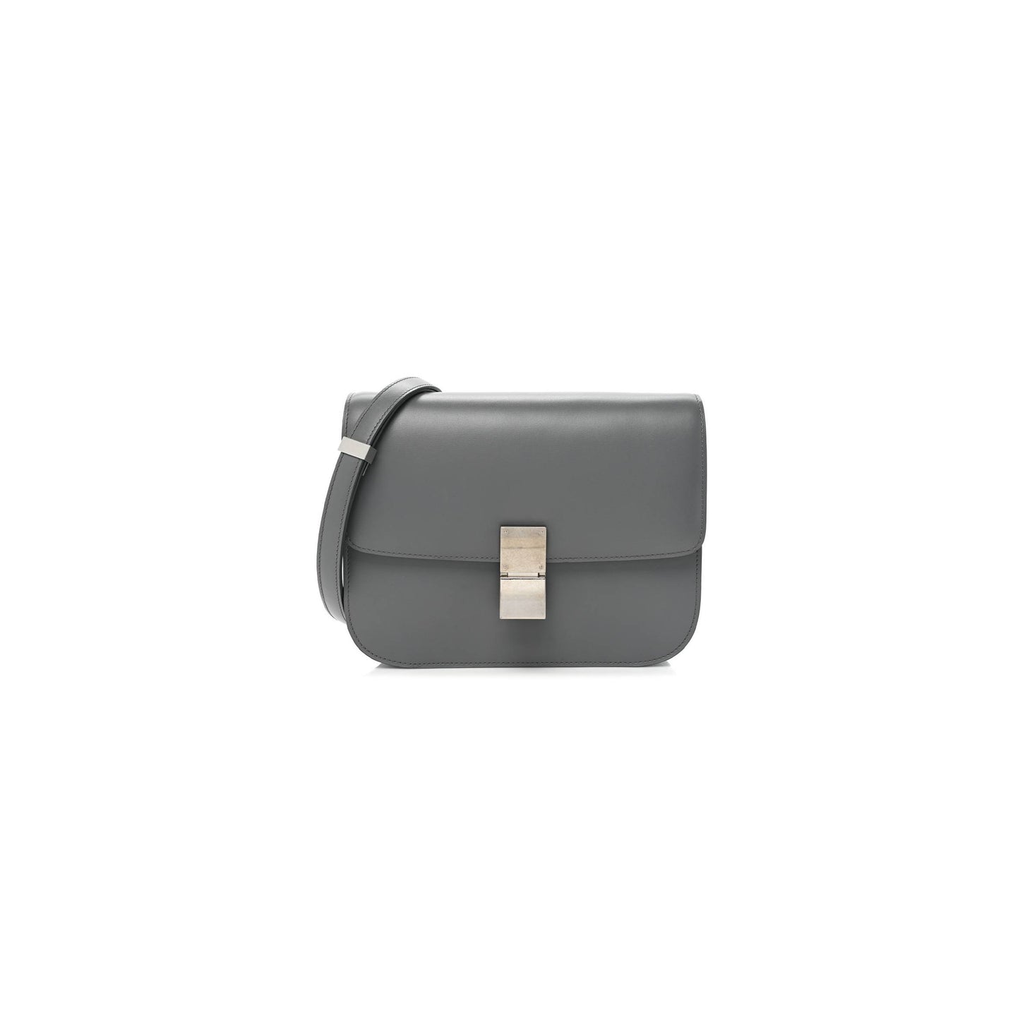 Ce**e box calfskin medium classic box flap bag zinc (23*18*6cm)