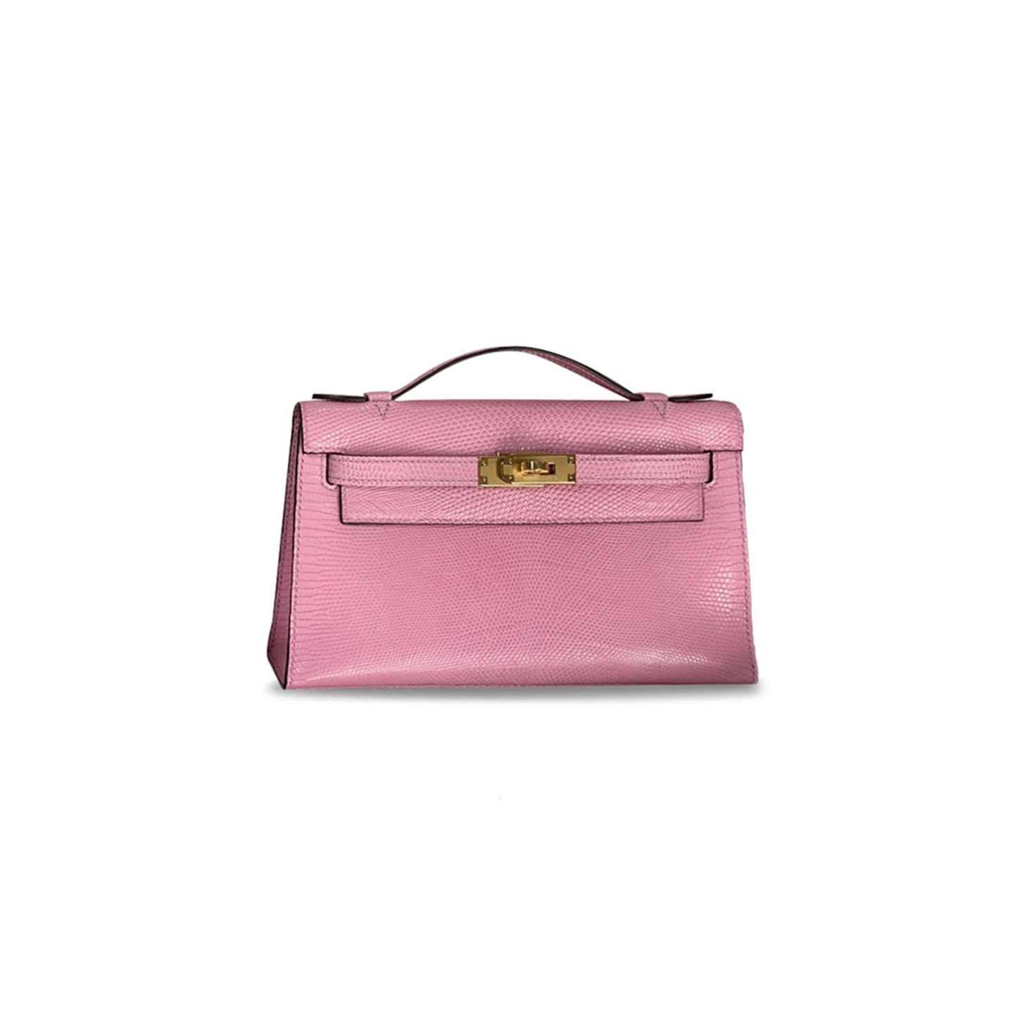 H**mes master mini kelly pochette lizard skin milkshake powder gold buckle (22*14*7cm)