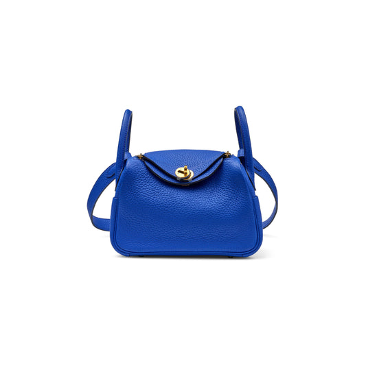 H**mes BLEU ROYAL CLEMENCE MINI LINDY GOLD HARDWARE H079086CCO8 (19*12.5*9cm)