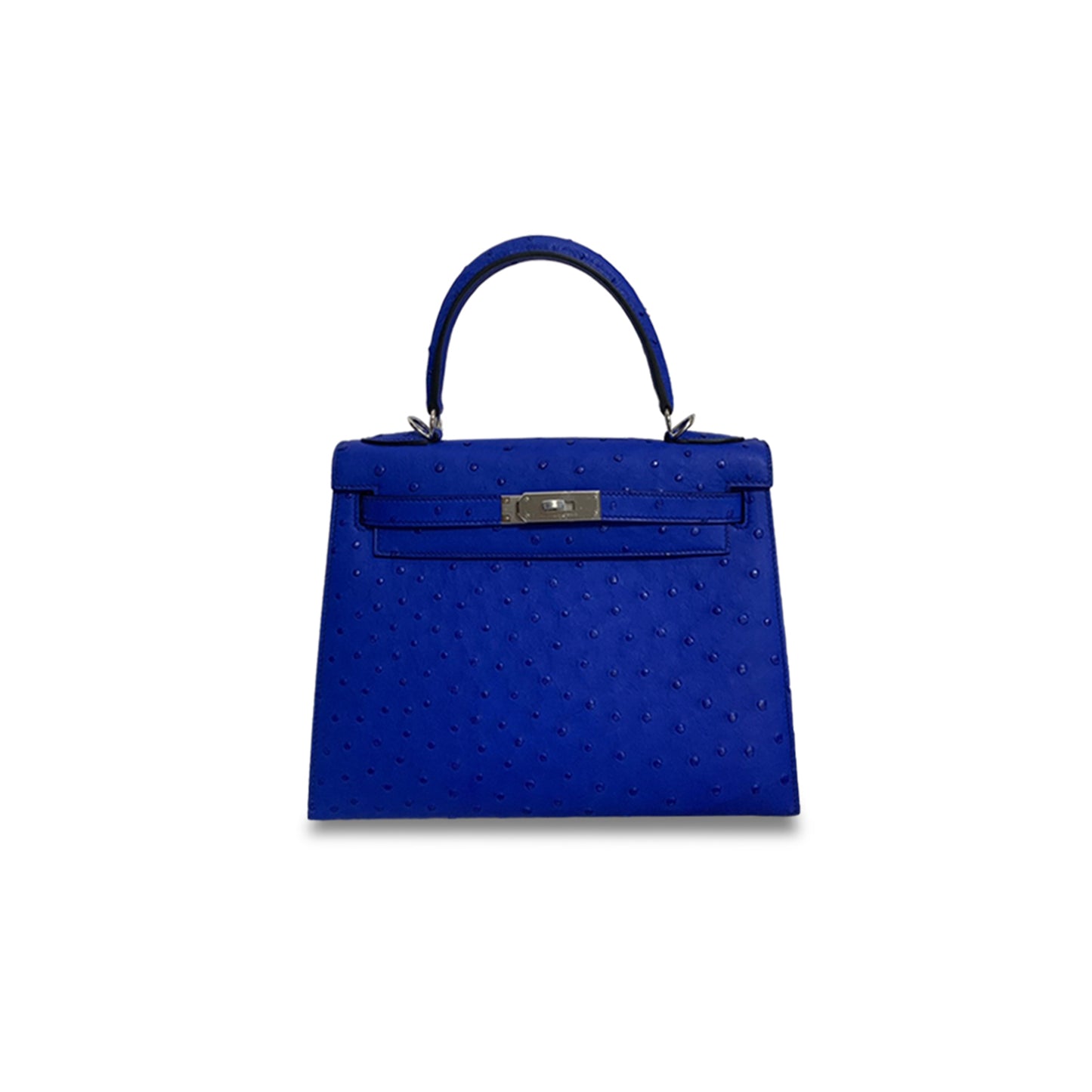 H**mes master kelly 28 ostrich leather blue silver buckle (28*22*10cm)