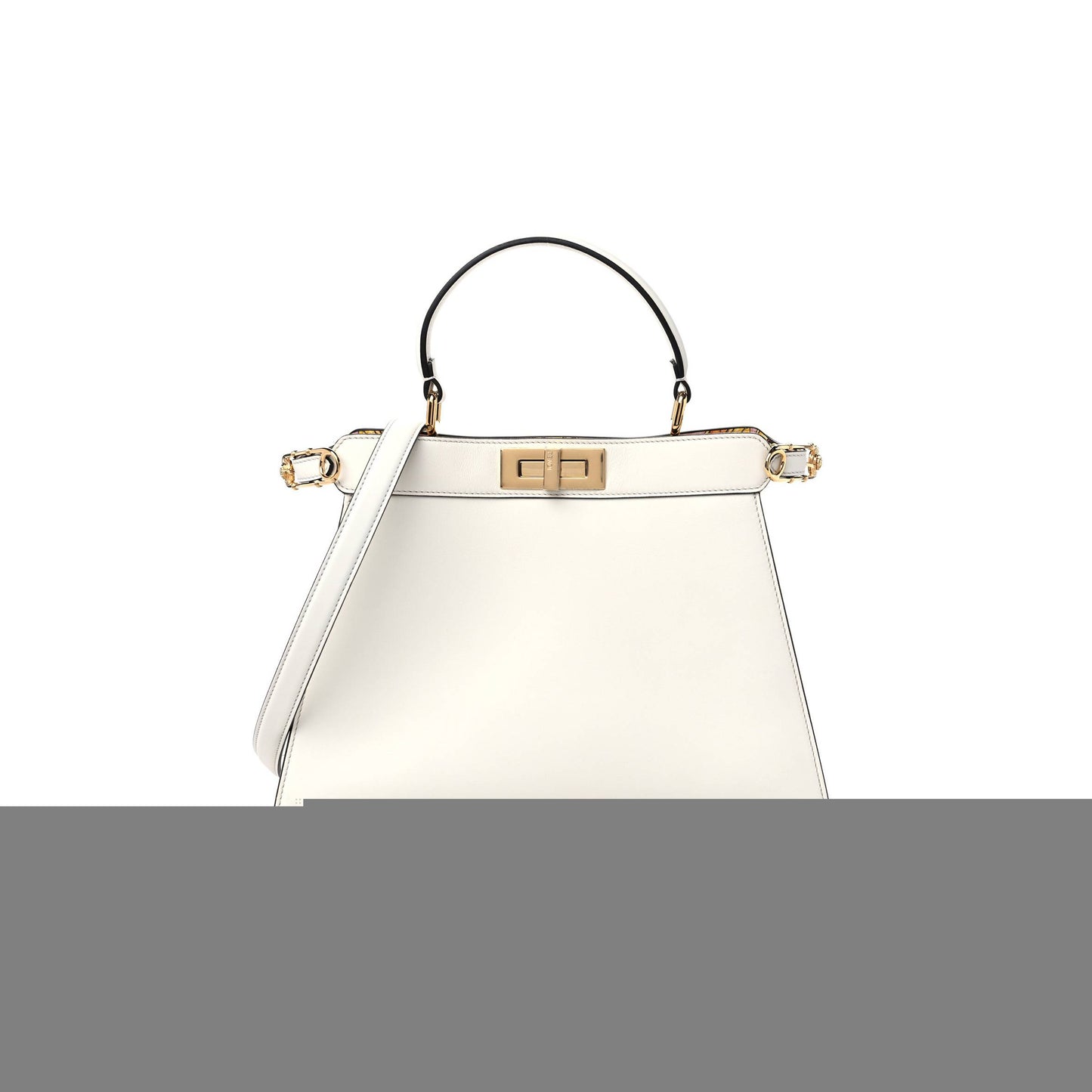 F**di x versace vitello seta nappa fendace ff baroque medium peekaboo i see u satchel white ice (27*20*10cm)