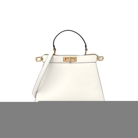 F**di x versace vitello seta nappa fendace ff baroque medium peekaboo i see u satchel white ice (27*20*10cm)