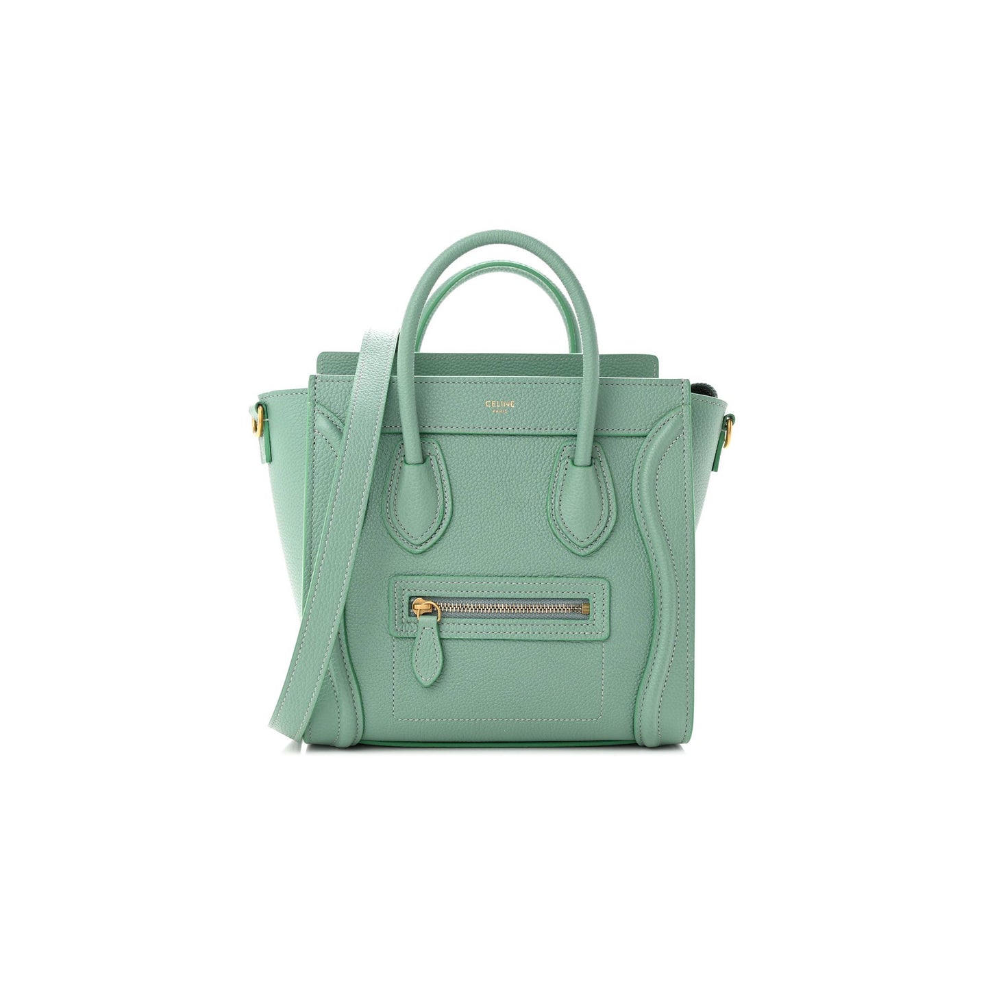 ce1i*e drummed calfskin nano lU*gage celadon (21*20*10cm)