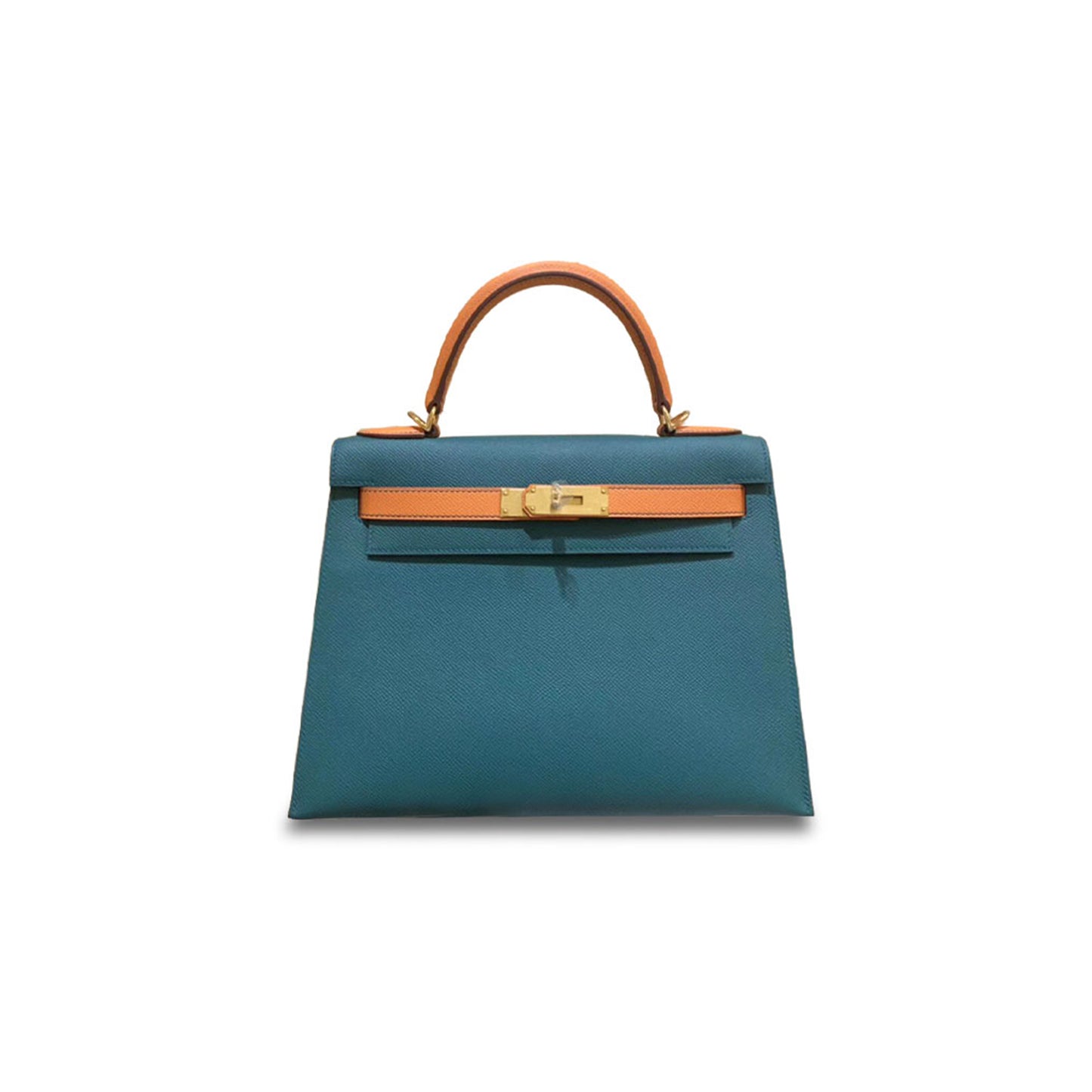 H**mes master kelly 28 epsom malachite green and orange gold buckle (28*22*10cm)