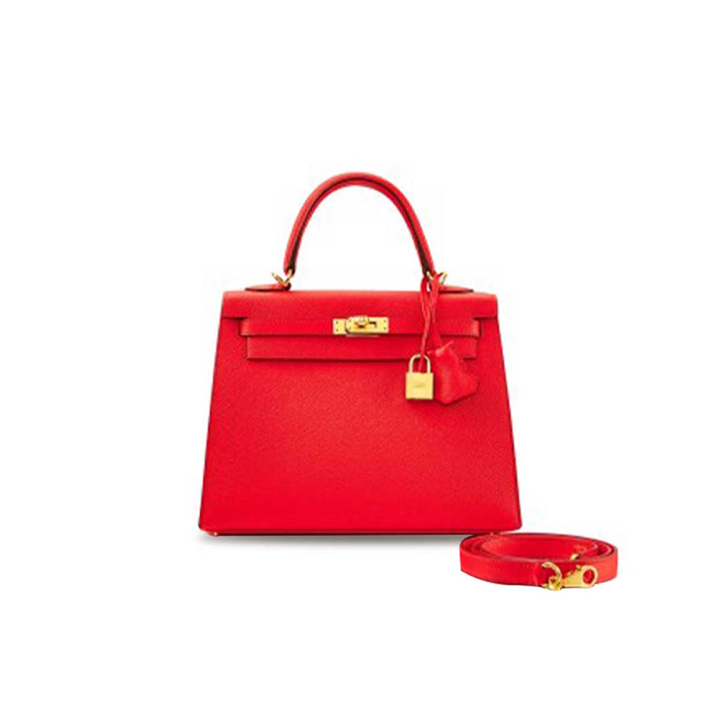 H**mes rouge de coeur epsom kelly 25 sellier gold hardware (25*17*7cm)