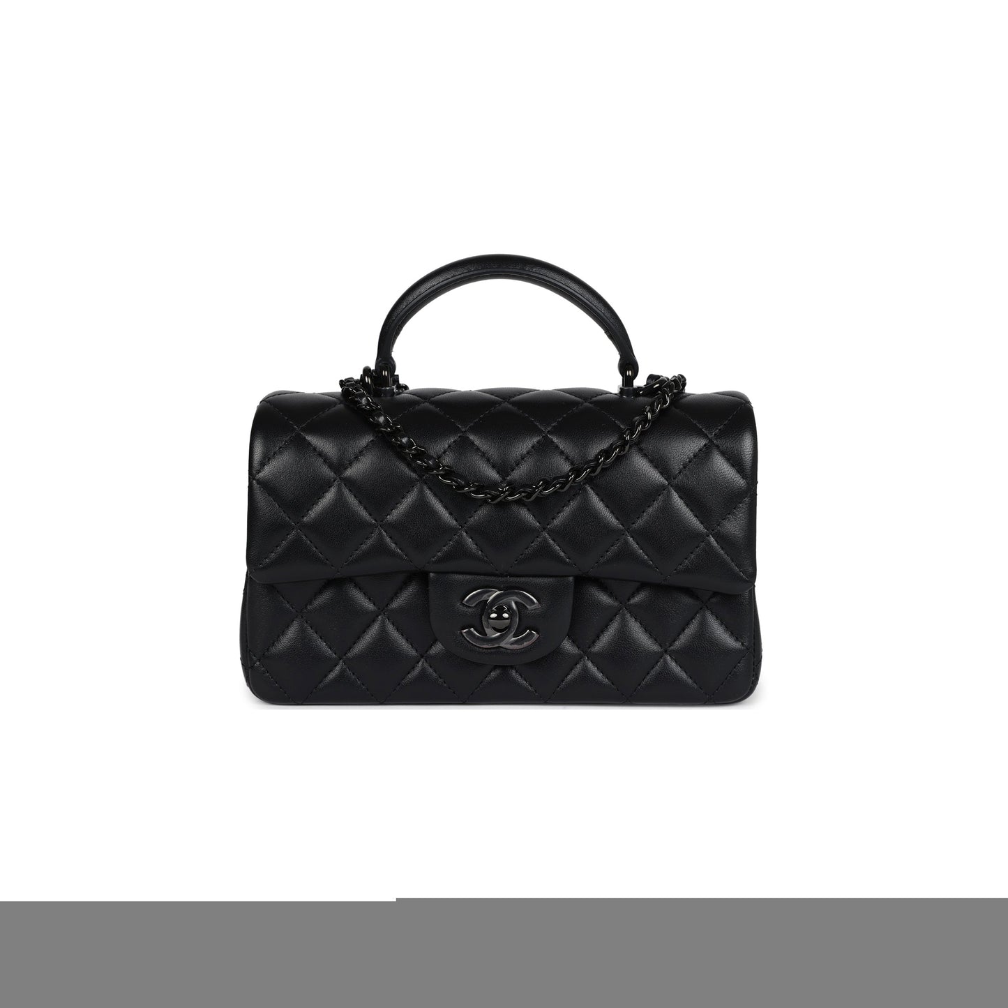 Ch*el master mini rectangular top handle flap bag so black lambskin as2431 (20*13*6cm)