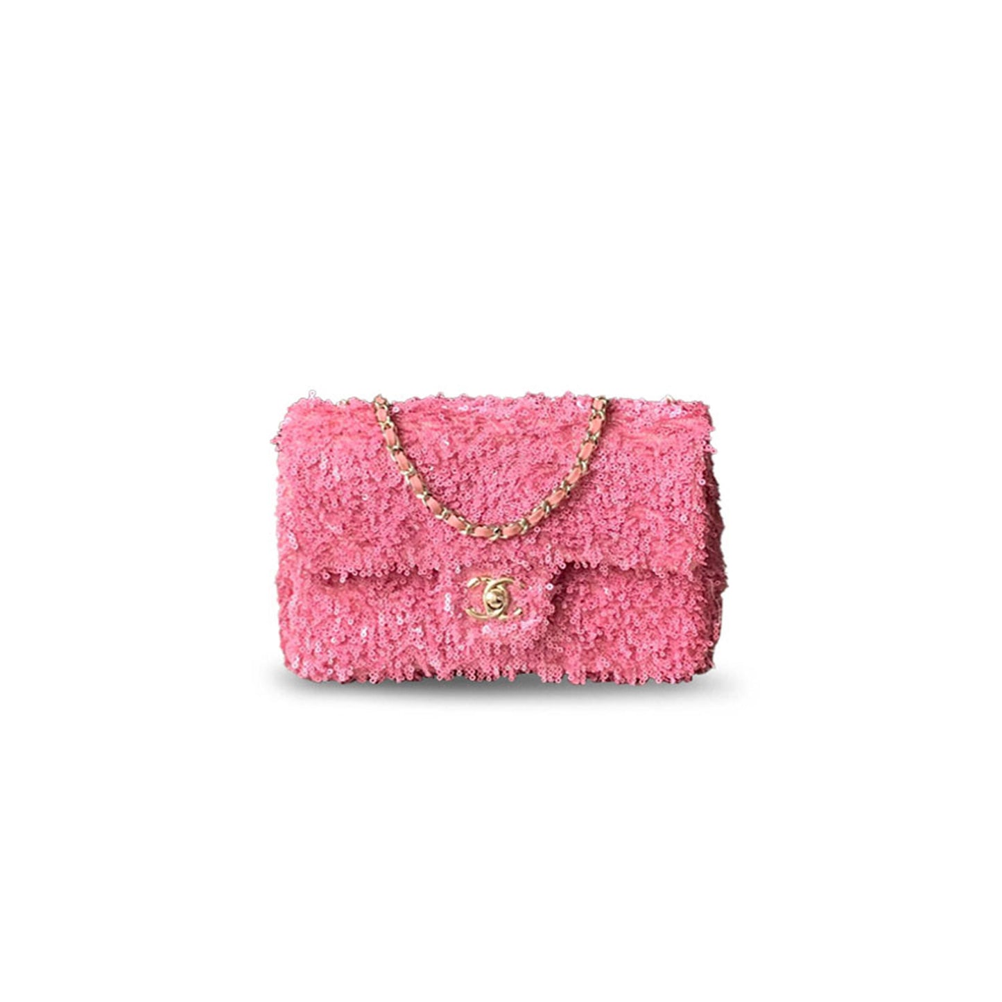 Ch*el glitter flap silver pink ap9800 (20*12*6cm)