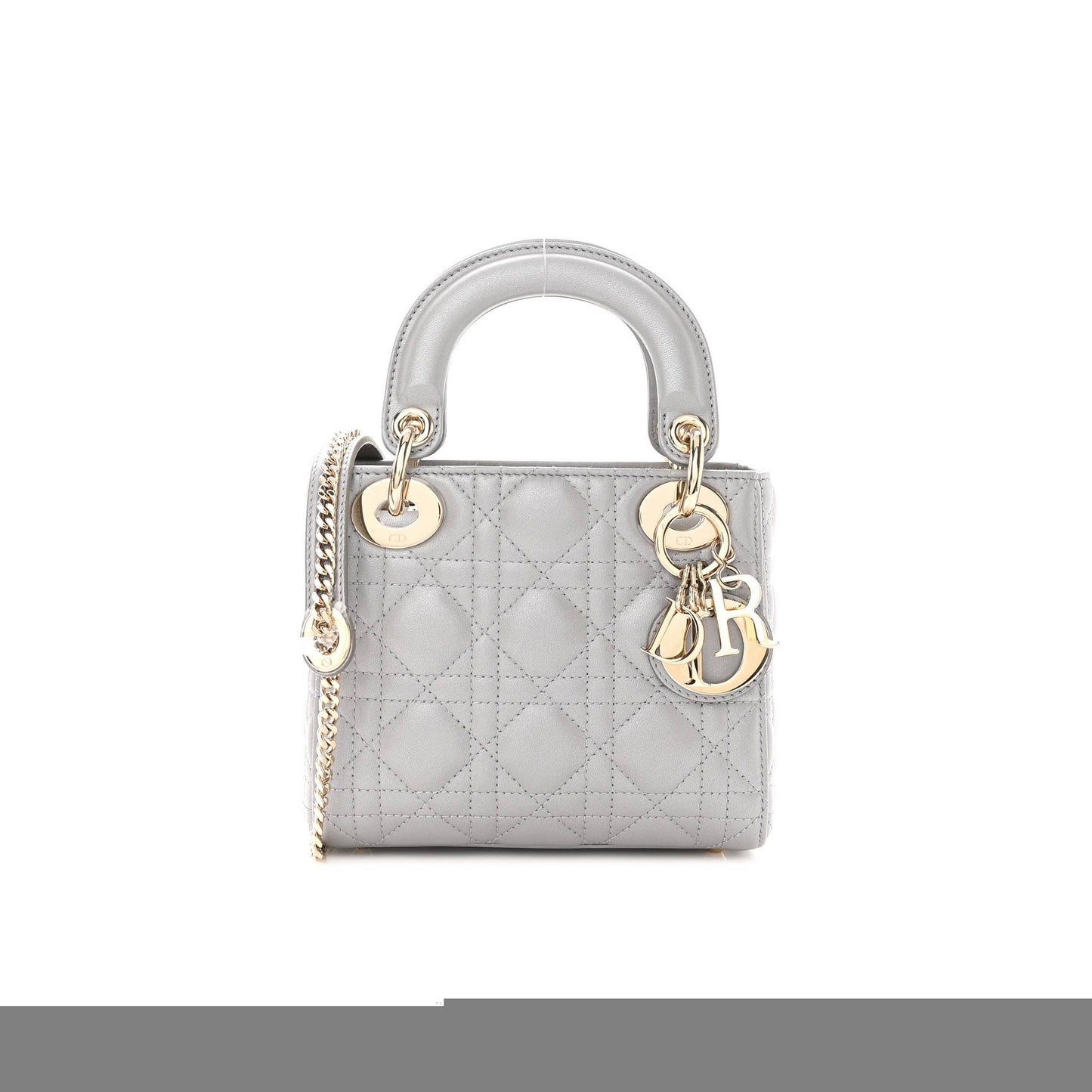 D*or metallic lambskin cannage mini lady D*or grey (17*15*7cm)