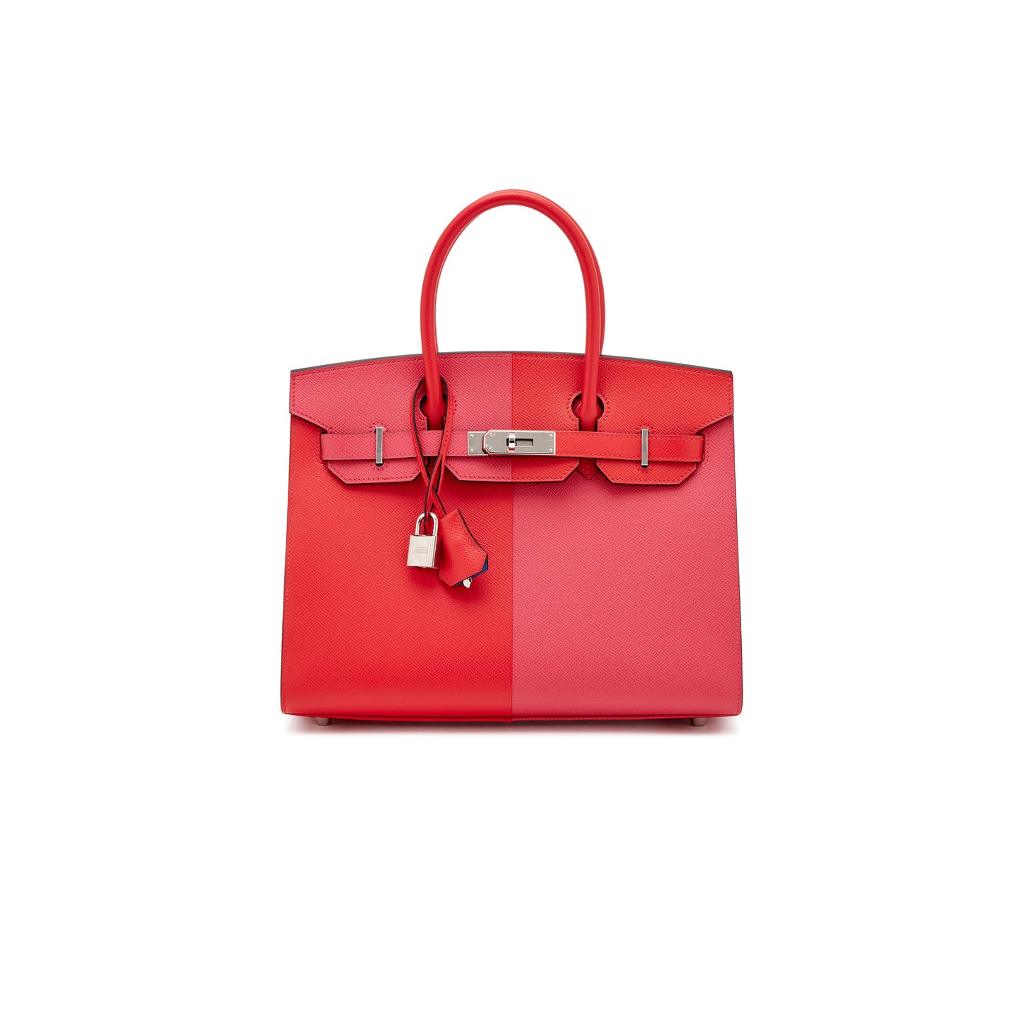 H**mes birkin 25 epsom in ultra pink and heart red with florida blue interior and silver buckle h028367cc02 (25*18*13cm)