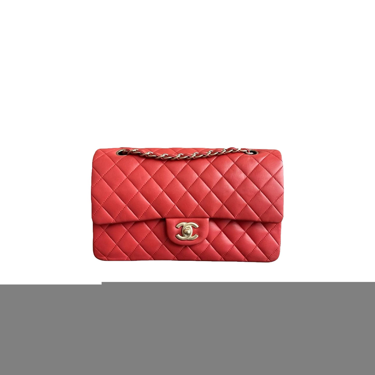 Ch*el medium quilted red lambskin  classic double flap bag (25*15*6cm)
