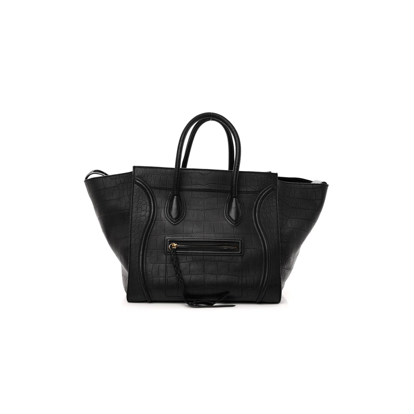 ce**e crocodile embossed calfskin large phanT0m lu*gage black (34*32*25cm)