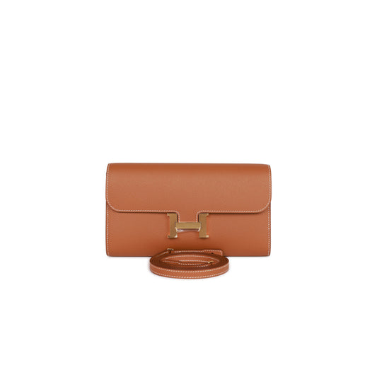 H**mes constance wallet to go gold epsom gold hardware (22*11cm)