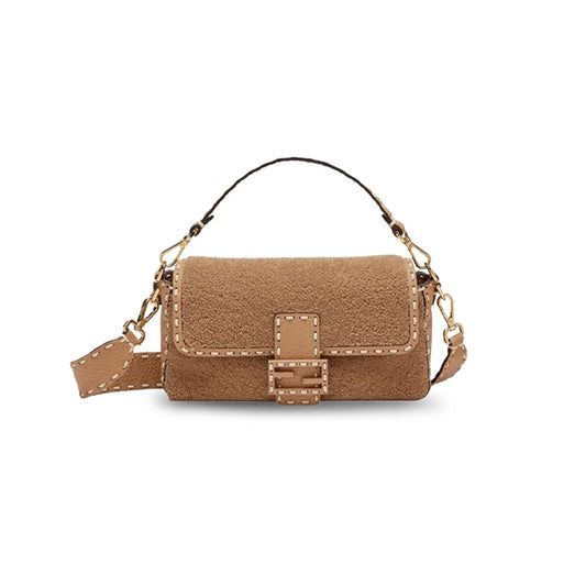 F**di baguette medium shearling shoulder bag 8br600ah96f1f7o (27*15*6cm)