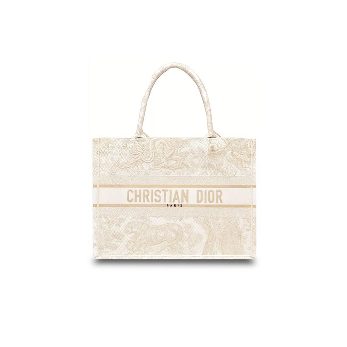 D*or canvas embroidered medium D*oriviera toile de jouy book tote gold m1296ztqo-m01e (36.5*28*17cm)