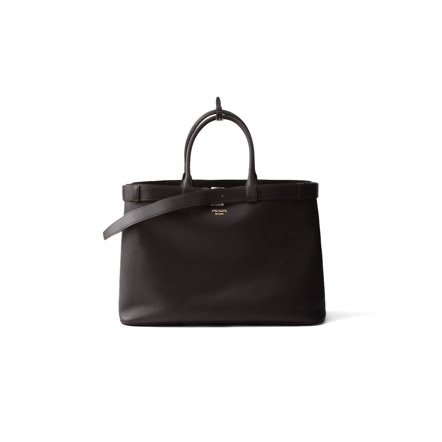 Pra*a buckle leather bag with belt 2vg126 (48*34*18cm)