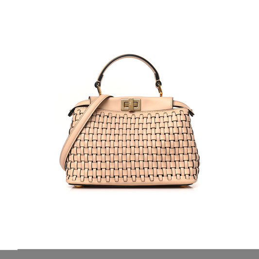 F**di vitello grace intreccio mini peekaboo iconic satchel light rose (23*18*10cm)