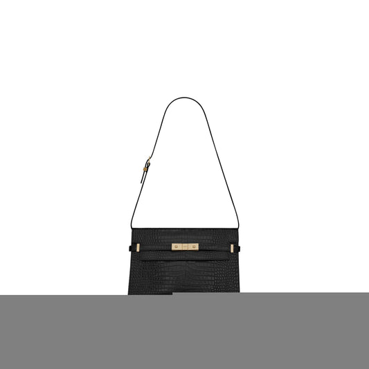 Y*L manhattan shoulder bag in crocodile-embossed shiny leather 579271dnd0j1000 (29*20*7.5cm）