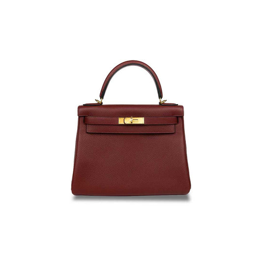 H**mes master 28 kelly retourne rouge h clemence gold hardware (28*22*10cm)