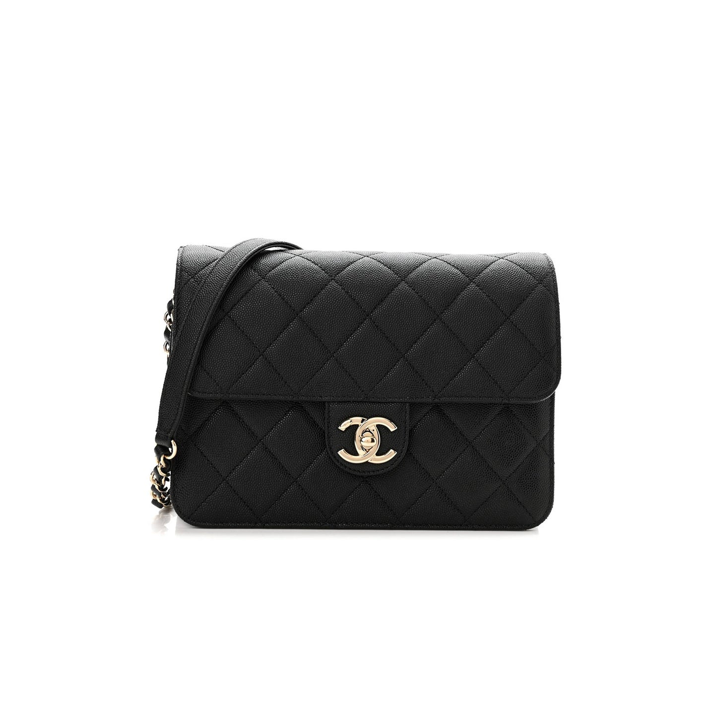 Ch*el caviar quilted large like a wallet flap black rose gold hardware (22*16*8cm)