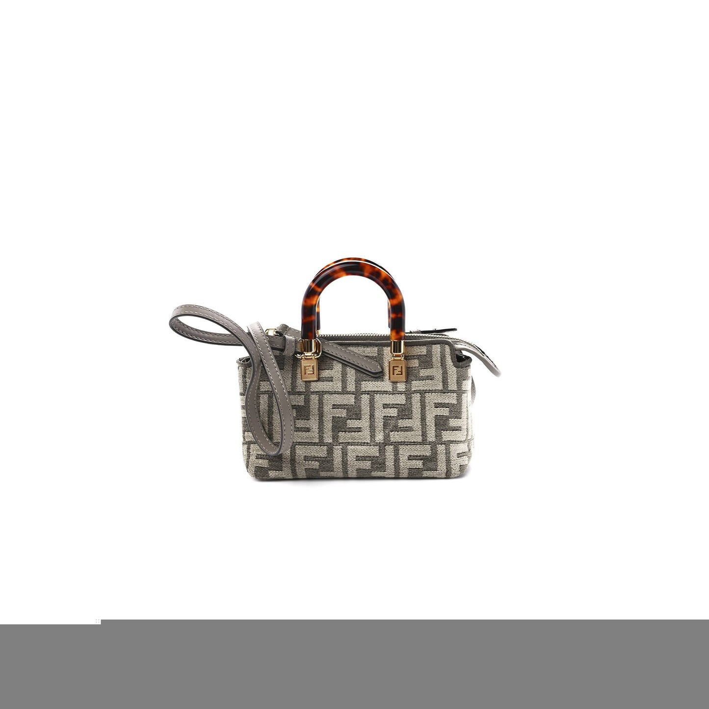 F**di chenille vitello king plexiglass ff mini by the way top handle boston bag tortora nuvola (17*11*8cm)