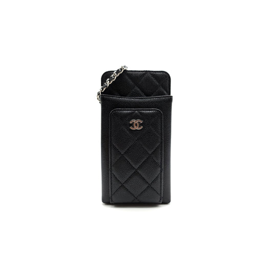 Ch*el caviar quilted cc phone holder black (18*10*3cm)