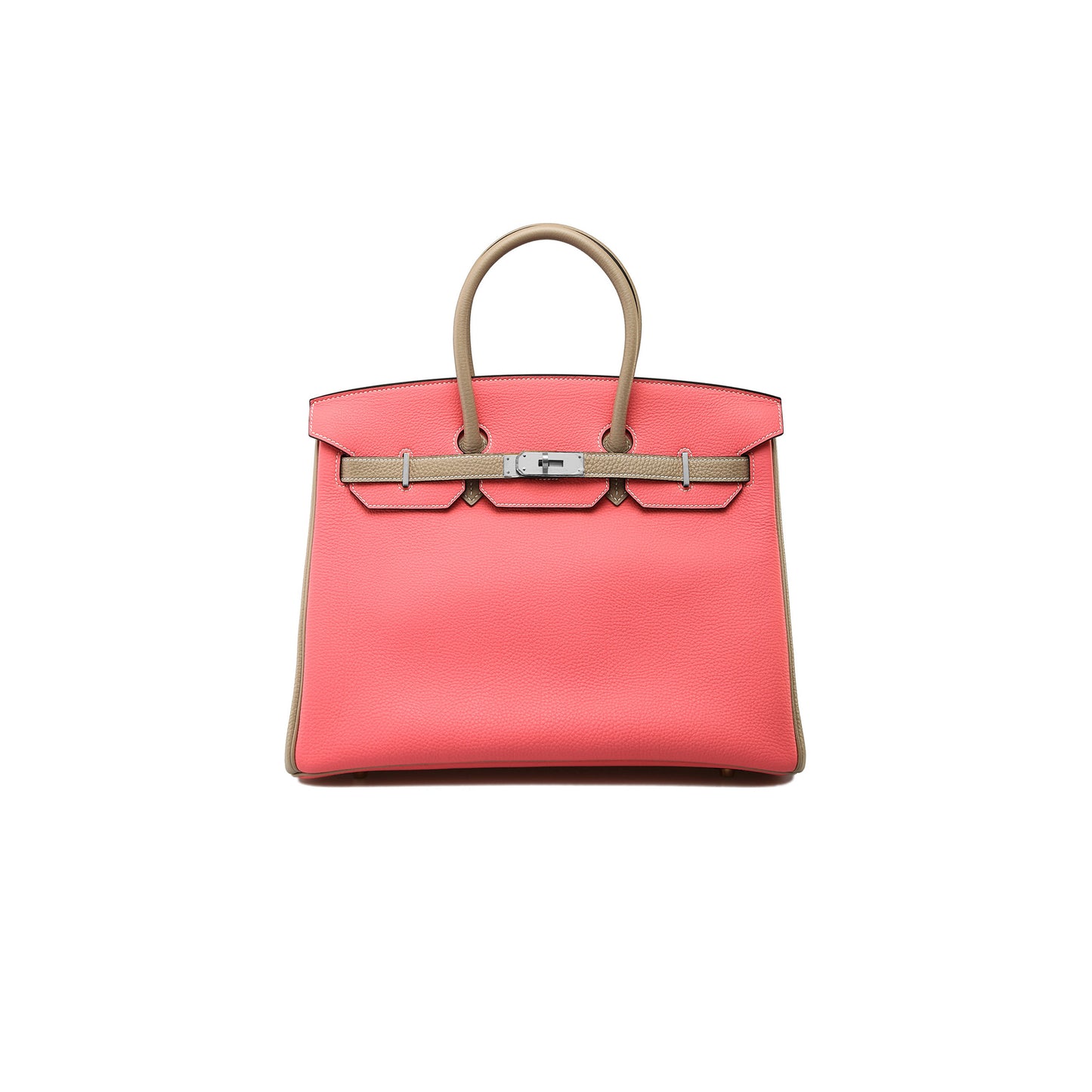 H**mes master birkin 30 epsom lipstick pink and elephant grey silver buckle bag h028369ck61 (30*23*15cm)