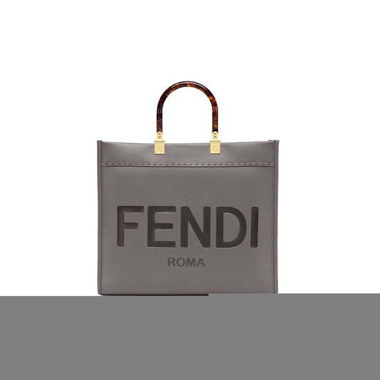 F**di sunshine medium - gray leather shopperi 8bh386abvlf1bzc (35*31*17cm)