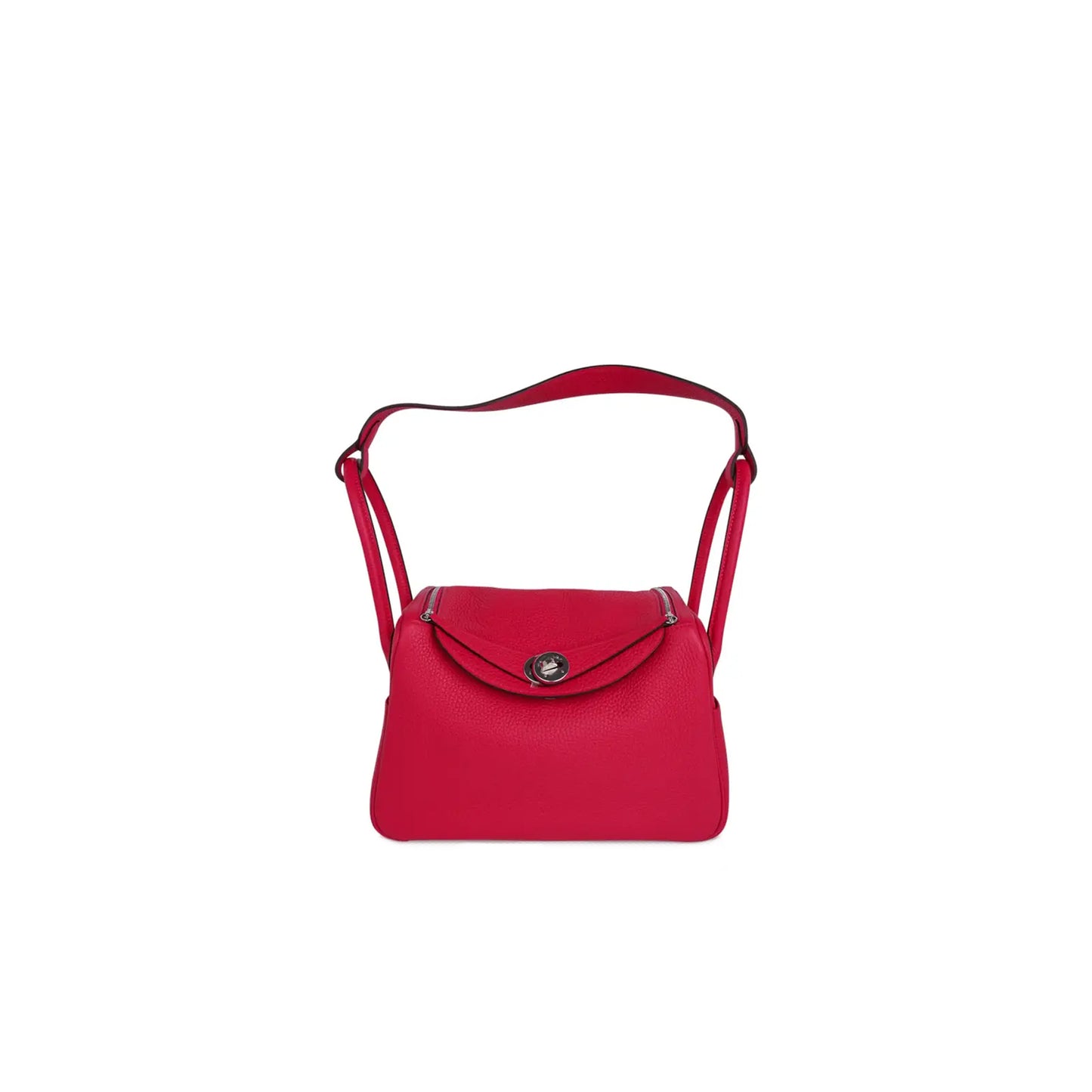 H**mes lindy 26 bag rose extreme clemence leather with palladium hardware (26*17.25*13cm)