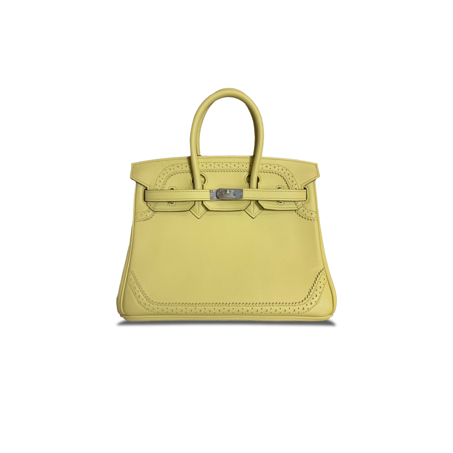 H**mes birkin 25 chick yellow silver buckle h082653ck13 (25*20*13cm)