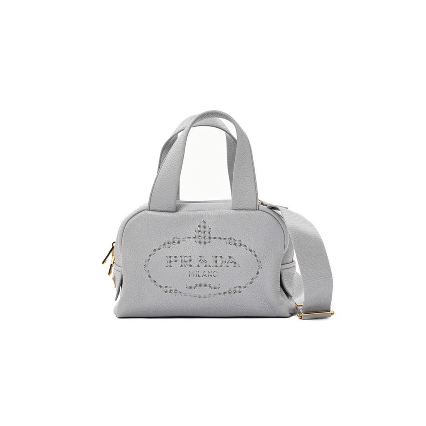 Pra*a 2way bag in calfskin, light grey leather 1bh078 (25*16*10cm)
