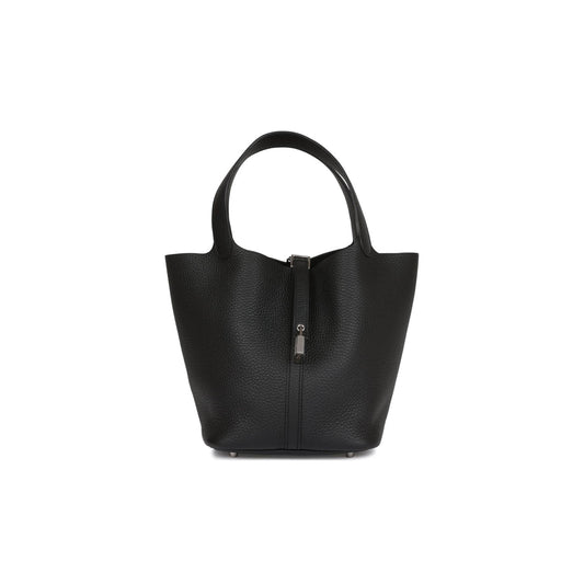 H**mes black clemence picotin lock 22cm palladium hardware (22cm)